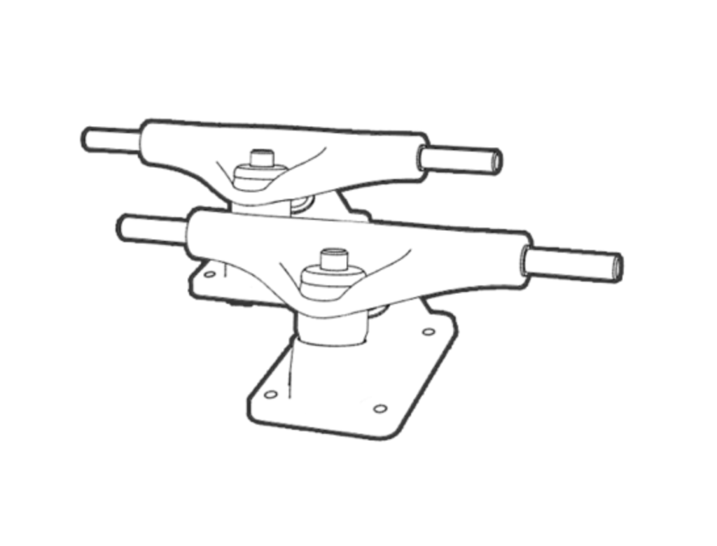 illustrated outline of two skateboard trucks